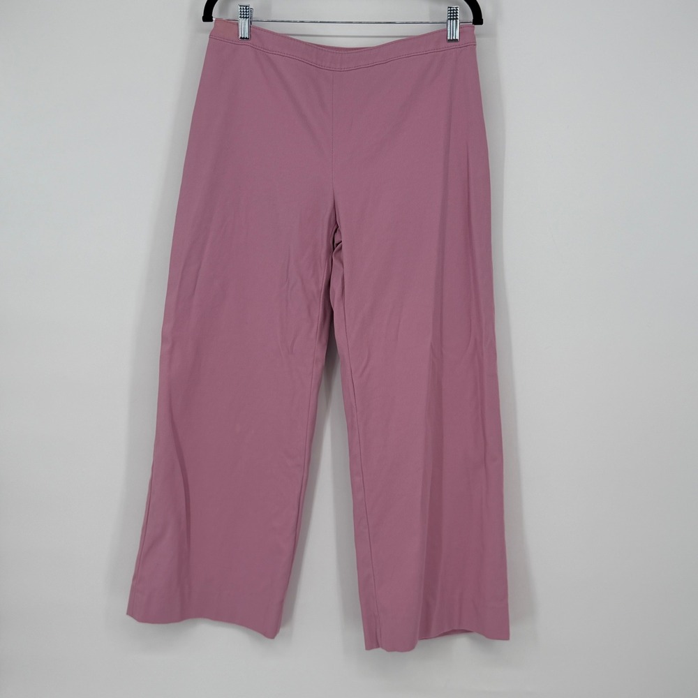 Valentino Pink High Rise Wide Leg Trousers Pants Made in Italy Size 12 Cotton